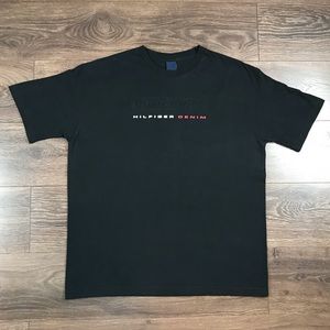 Tommy Jeans Tommy Hilfiger Denim Mens Vintage 2000’s Black Embossed Logo Shirt L